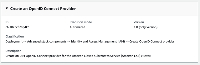 Form for creating an OpenID Connect Provider with fields for ID, execution mode, and version.