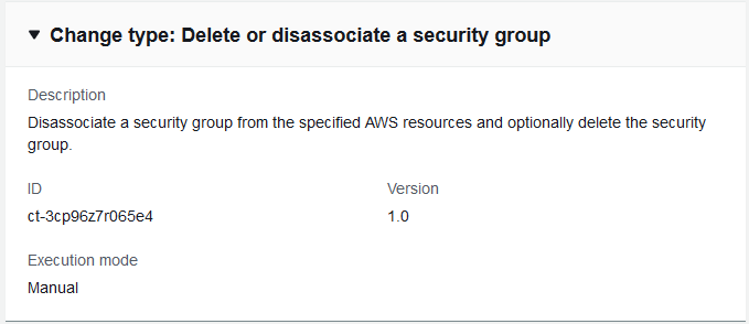 變更 type details for deleting or disassociating a security group from AWS resources.