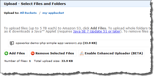 S3 Select Files and Folders (選取檔案和資料夾) 對話方塊