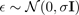 Mathematical notation for a normal distribution with mean 0 and variance 1.