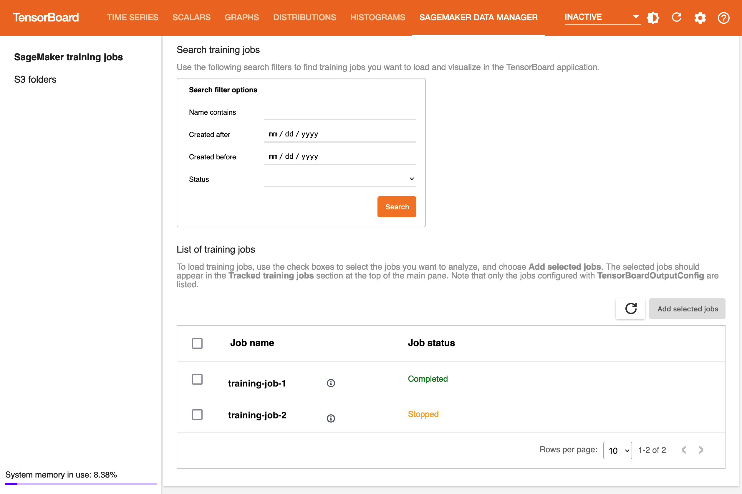 SageMaker AI Data Manager 索引標籤檢視。