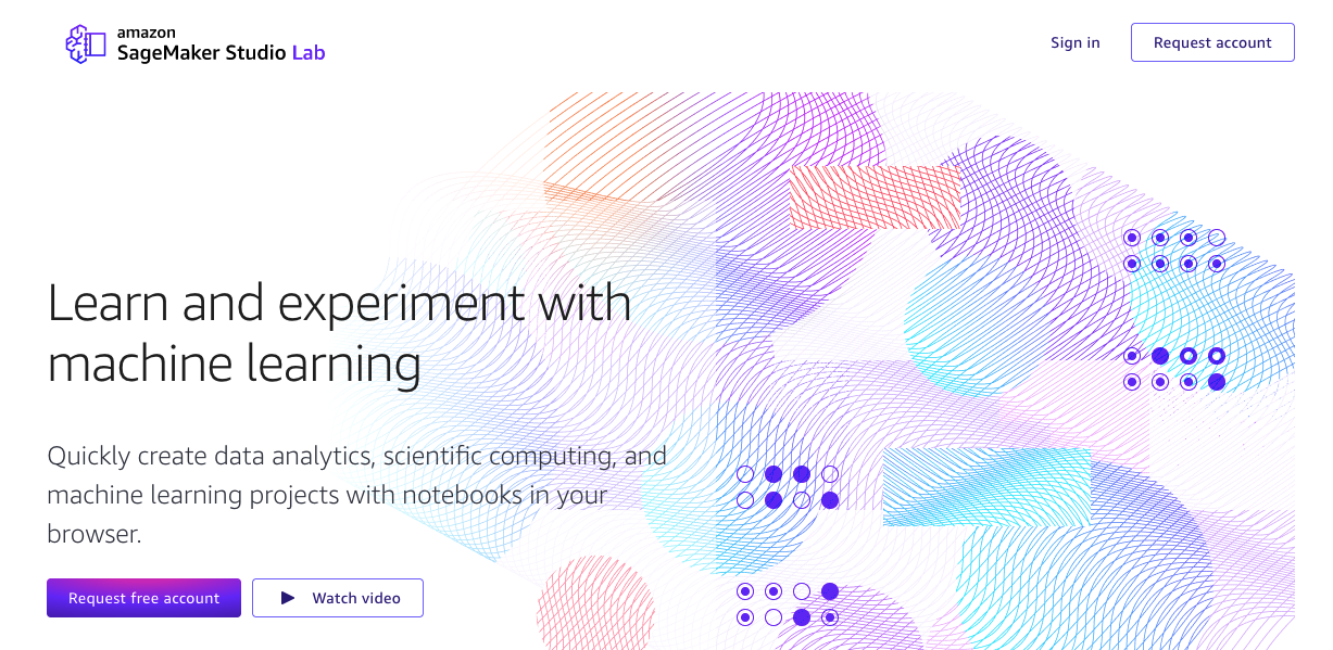 Amazon SageMaker Studio Lab 登陸頁面配置。