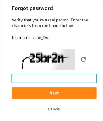 IAM Identity Center 中使用者重設密碼的密碼復原步驟。