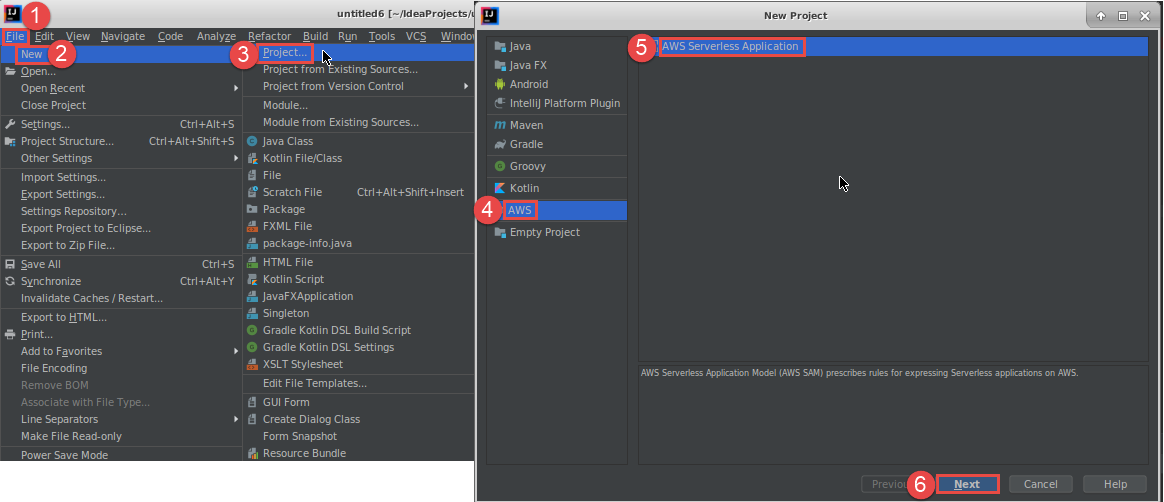 選擇在 IntelliJ IDEA 中建立 AWS 無伺服器應用程式