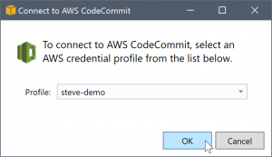 選取 AWS 登入資料設定檔