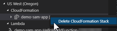 刪除 Cloudformation 內容功能表。